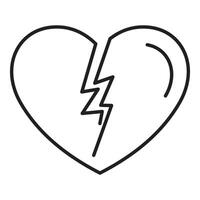 Lightning bolt splitting heart drawing symbolizing heartbreak and divorce vector