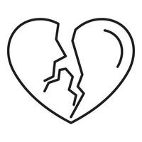 Broken heart representing end of relationship or divorce with crack and jagged edges vector
