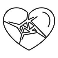Broken heart splitting into triangular shards symbolizing lost love vector