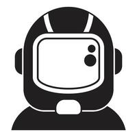 Astronaut wearing spacesuit and looking forward in black and white silhouette vector