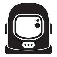 Astronaut helmet exploring space, minimalist black and white icon vector