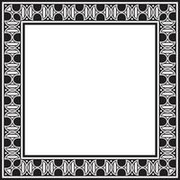 square european black monochrome ornament. Rectangular pattern, circle, ring of the Middle Ages vector