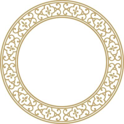 golden round classic renaissance ornament. Circle, ring, european border