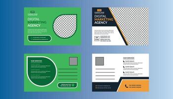 Modern Post Card Design in Bundle. Dynamic Template Display for Promotional Campaign. vector