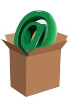 An email sign in a box with a green symbol vector