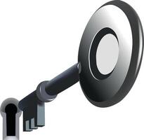 Key unlocking padlock, symbolizing security, access, solutions, and problem solving vector