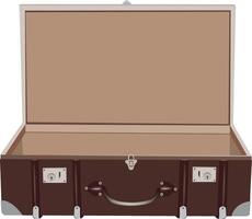An open suitcase with a lid on a white background vector