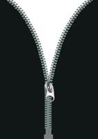 Zipper is partly unzipped separating black and white backgrounds vector