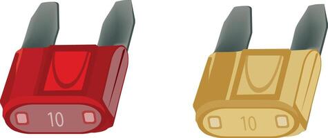 Two red and yellow electrical connectors with the numbers 10 and 1 vector