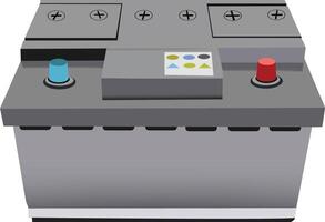 Car battery showing positive and negative terminals with status indicators vector