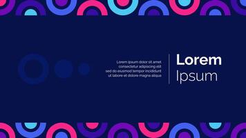 Abstract geometric background with colorful circular shape and a dark navy backdrop. Modern design vector