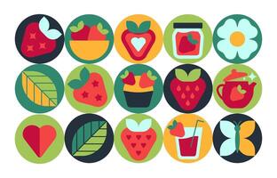 Strawberry Mood Icons. Modern Abstract Circular Design in a geometric style vector