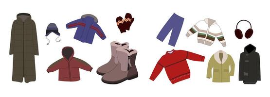 This Winter Outfit Set is a collection of warm and cozy winter clothing illustrations that are stylish and versatile, ideal for fashion, seasonal promotions, editorial content and branding. vector