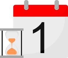 A calendar with the number one on it and an hourglass vector