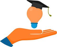 Hand with light bulb. Creative idea flat style illustration. The concept of a good idea in your hand. vector