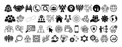 Large web icon set collection. Simple icons for Business people, human resources, office management. vector