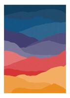 Colorful vertical background or card template with abstract waves or layers of bright colors. Backdrop with desert or mountain landscape. Creative illustration in contemporary art style vector