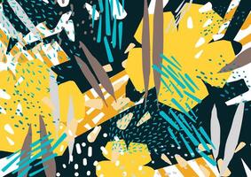 Natural horizontal backdrop with colorful abstract stains, smears and flowers. Bright colored botanical decorative background. Colorful floral illustration in creative contemporary art style vector