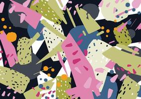 Unusual horizontal backdrop with colorful abstract stains, smears, splinters or fractions. Bright colored stylish decorative background. Modern graphic illustration in crazy hipster style vector