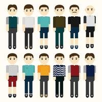 collection of male character sets with different styles vector