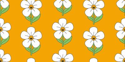 Groovy seamless pattern with 70s, 80s, 90s vibes. Retro flowers background. Vintage psychedelic background for design and print. vector