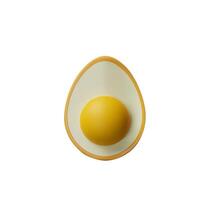 3d render half egg. Three-dimensional illustration of hen eggshell and yolk. Easter egg meal decoration. Nature ingredient of protein and fats for breakfast or lunch. Healthy eating concept vector