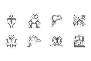 Christianity icon set..Editable stroke.linear style vector