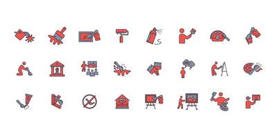 Painting icon set..Editable stroke.linear style vector