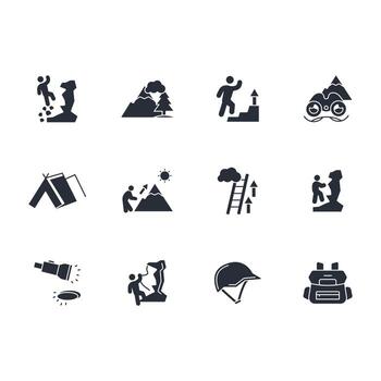 alpinismo icono establecer...editable trazo.lineal estilo firmar para utilizar web diseño vector