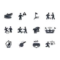 Football and soccer icon set..Editable stroke.linear style sign for use vector