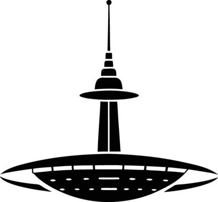 Orbiting Space Station Silhouette High-Quality Art