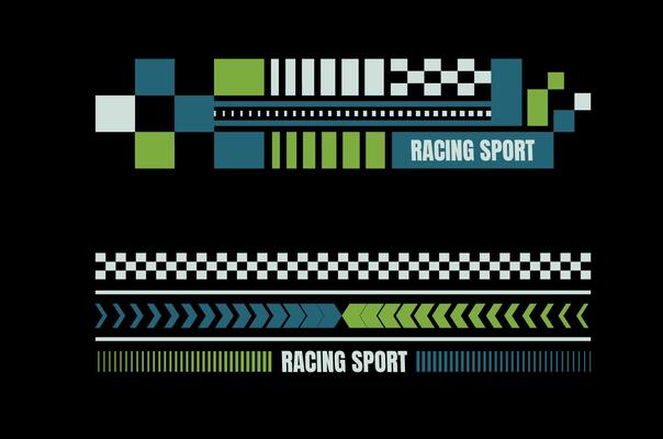 Sport racing stripes design template. Set of vinyl decal element racing graphic design.