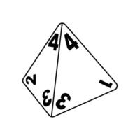 Dungeon and Dragon D4 Dice Outline Icon Illustration on White Background vector