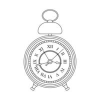 Alarm Clock with Roman Numeral Outline Icon Illustration on White Background vector