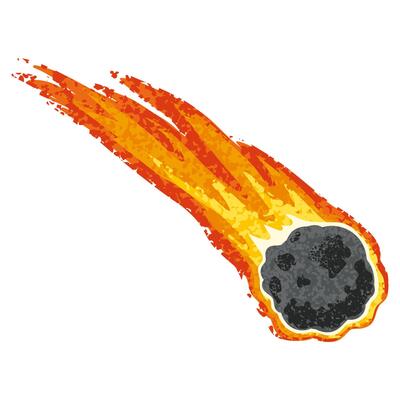 Colorful Illustration of Comet Isolated on White Background