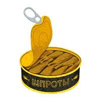 Colorful Illustration of Canned Sprats Isolated on White Background vector