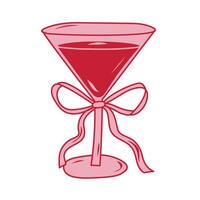 Red cocktail with a ribbon decoration on a simple base for festive occasions and celebrations vector