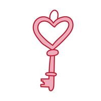 Heart-shaped key design in vibrant red color representing love and emotions, ideal for decorative purposes or themed events vector