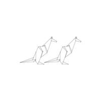 Pair Kangaroo Polygonal Lines, can use for Logo, Pictogram, Animal Figure, Website, Apps, or Graphic Design Element. Flat and Editable. vector