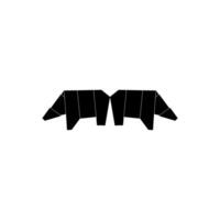 Pair Polar Bear Shape Inspired by Origami Form, can use for Logo, Pictogram, Endangered Animals Figure, Website, Apps, or Graphic Design Element. BW and Editable. vector