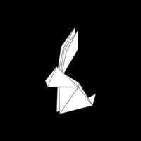 Rabbit or Bunny Shape Inspired by Origami Form, can use for Logo, Pictogram, Cute Animal Figure, Website, Apps, or Graphic Design Element. BW and Editable. vector
