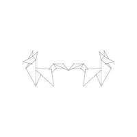 Pair Fox Polygonal Lines, can use for Logo, Pictogram, Cute Animal Figure, Website, Apps, Pictogram, or Graphic Design Element. BW and Editable. vector