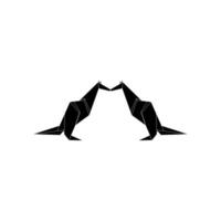 Pair Kangaroo Shape Inspired by Origami Form, can use for Logo, Pictogram, Animal Figure, Website, Apps, or Graphic Design Element. Flat and Editable. vector