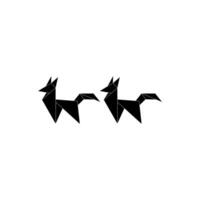 Pair Fox Shape Inspired by Origami Form, can use for Logo, Pictogram, Cute Animal Figure, Website, Apps, or Graphic Design Element. Flat and Editable. vector