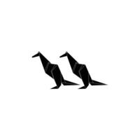 Pair Kangaroo Shape Inspired by Origami Form, can use for Logo, Pictogram, Animal Figure, Website, Apps, or Graphic Design Element. Black White and Editable. vector