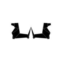 Pair Dog Shape Inspired by Origami Form, can use for Logo, Pictogram, Animal Figure, Website, Apps, or Graphic Design Element. Black White and Editable. vector