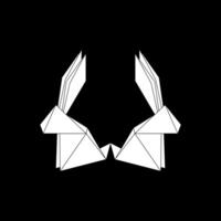 Pair Rabbit or Bunny Shape Inspired by Origami Form, can use for Logo, Pictogram, Cute Animal Figure, Website, Apps, or Graphic Design Element. Flat, BW and Editable. vector