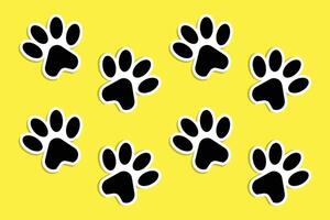 Black Color Paw Print with Yellow Background vector