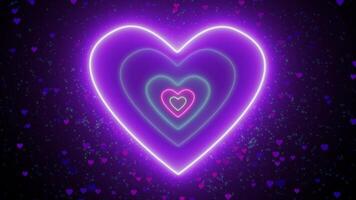 Neon Light Heart Flickering Background video