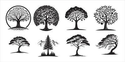 Free Tree Icon Silhouette on White Background vector